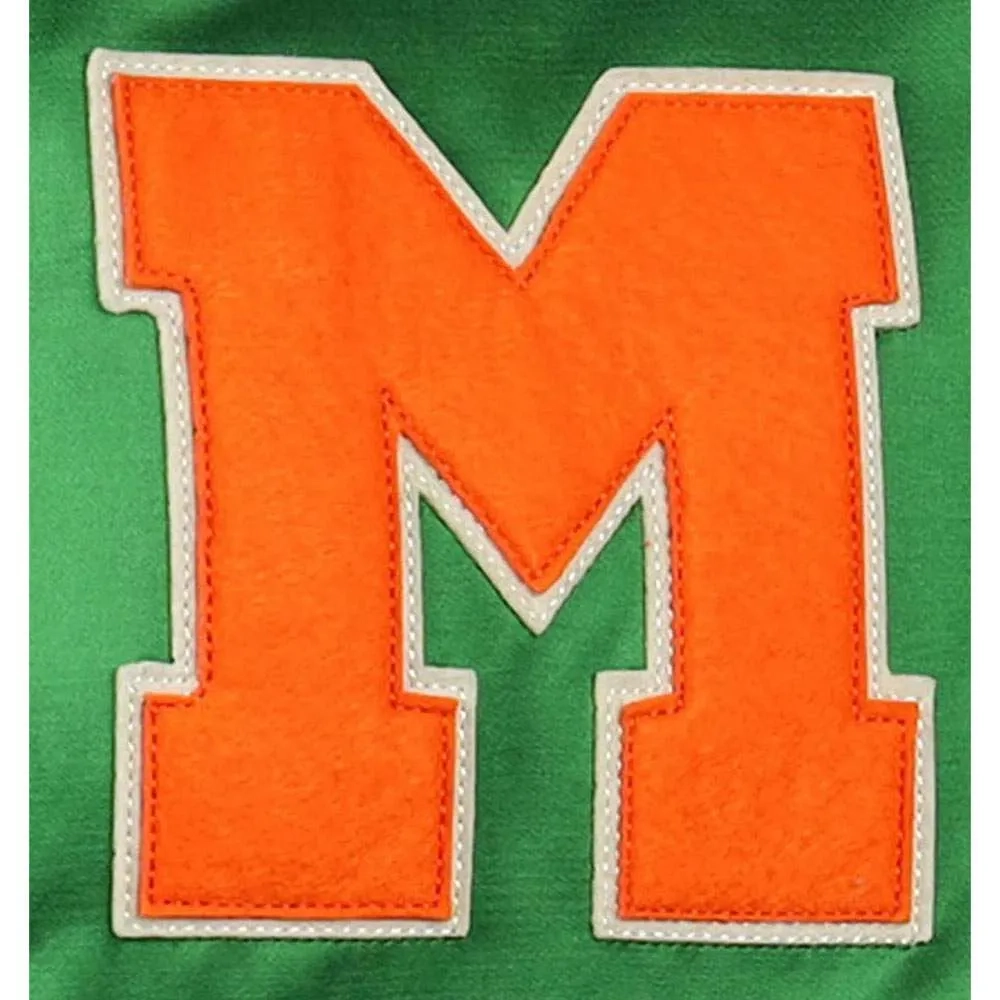 Miami Hurricanes Windbreaker Green Satin Varsity Jacket - Image 5
