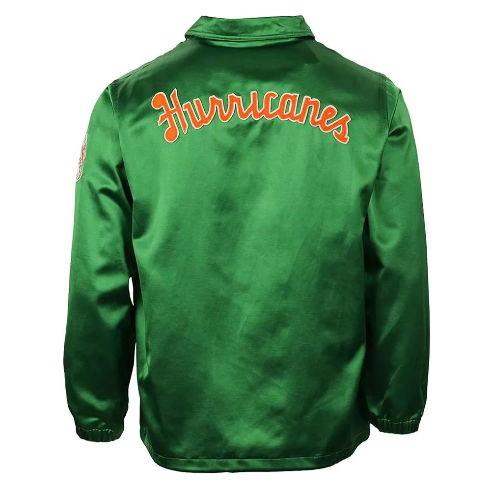 Miami Hurricanes Windbreaker Green Satin Varsity Jacket - Image 2