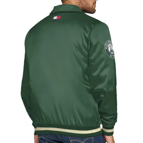 Alternative view of Milwaukee Bucks Jacob Chain Stitch Green Polyester Varsity Jacket