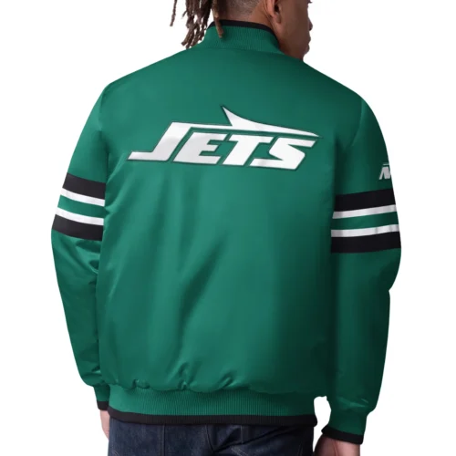 Alternative view of New York Jets Scout Satin Varsity Green Jacket