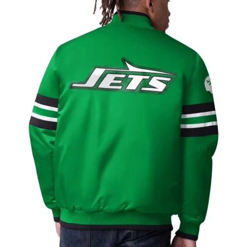 Alternative view of New York Jets Scout Green Satin Varsity Jacket