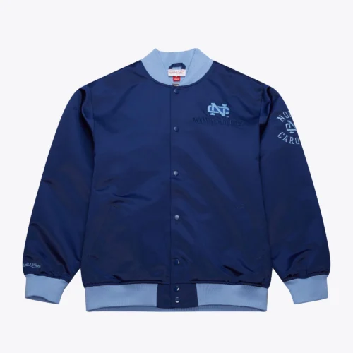 North Carolina Tar Heels OG 3.0 Vintage Full-Snap Navy Satin Varsity Jacket