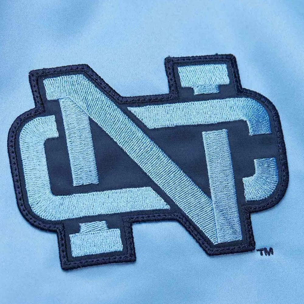 North Carolina Tar Heels Vintage Logo Light Blue Satin Varsity Jacket - Image 4