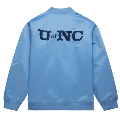 Alternative view of North Carolina Tar Heels Vintage Logo Light Blue Satin Varsity Jacket