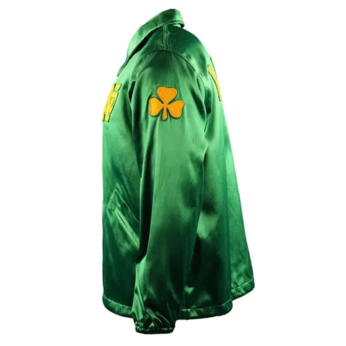 Notre Dame Fighting Irish Windbreaker Green Satin Varsity Jacket - Image 4