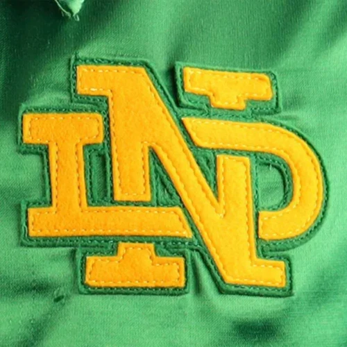 Notre Dame Fighting Irish Windbreaker Green Satin Varsity Jacket - Image 5