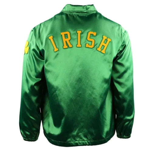 Alternative view of Notre Dame Fighting Irish Windbreaker Green Satin Varsity Jacket
