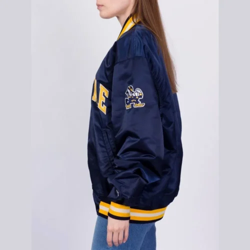 Notre Dame Fighting Irish Navy Satin Varsity Jacket - Image 4