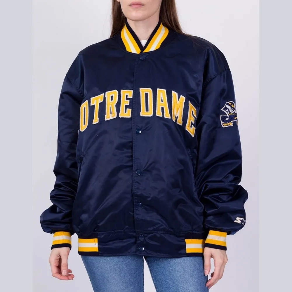 Notre Dame Fighting Irish Navy Satin Varsity Jacket