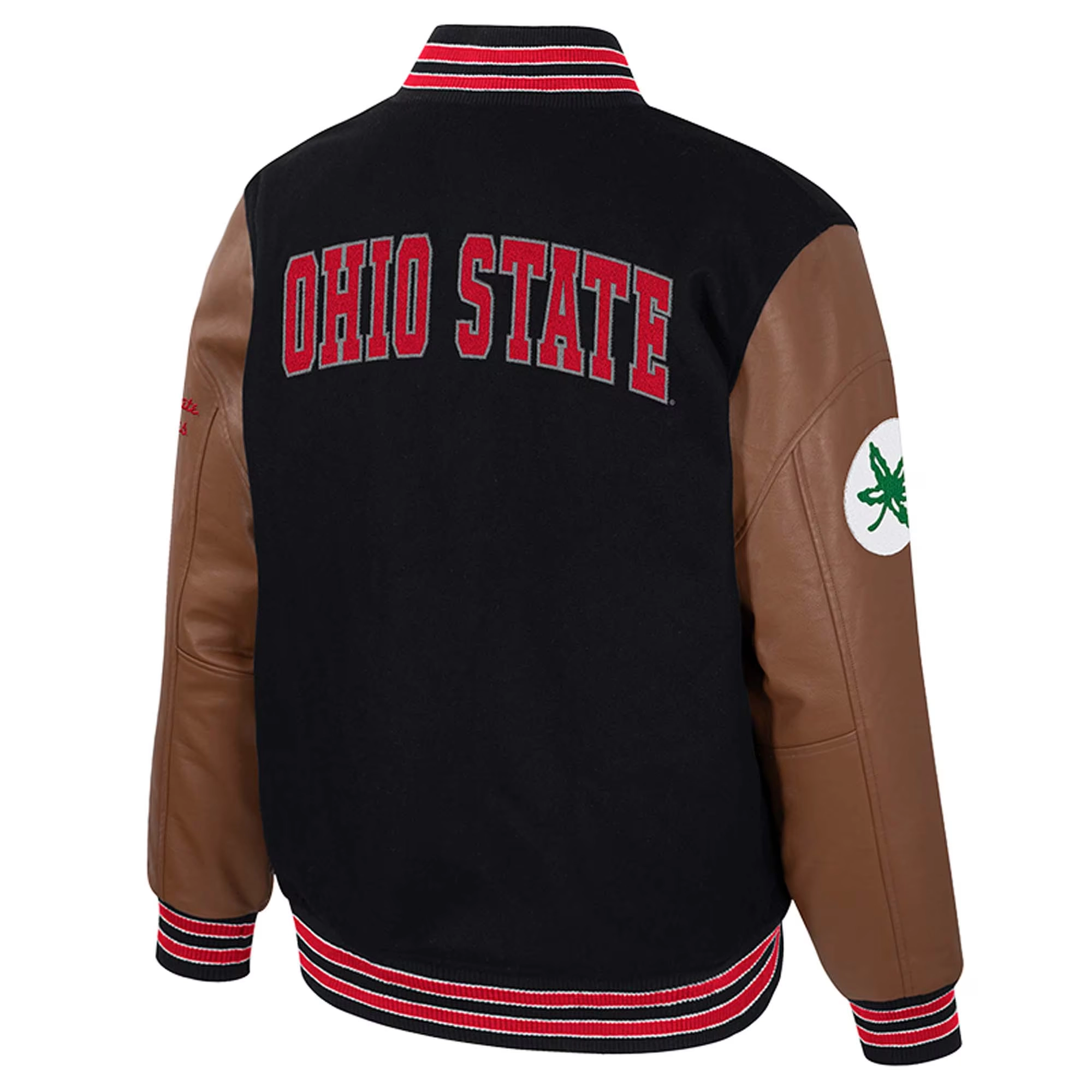 Ohio State Buckeyes Colosseum Letterman Wool & Leather Full-Snap Black/Brown Varsity Jacket - Image 2