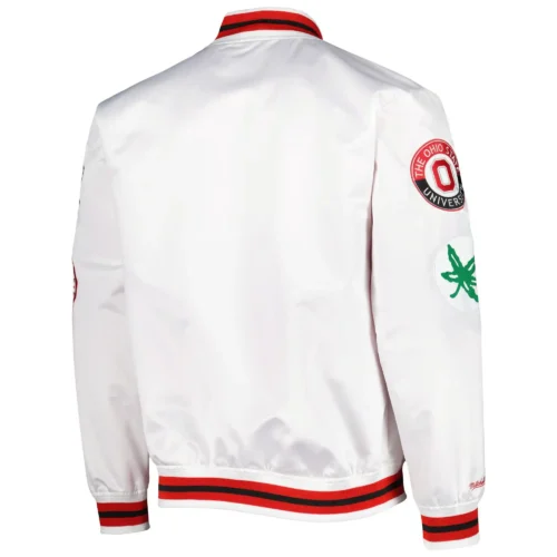 Alternative view of Ohio State Buckeyes City Collection White Satin Varsity Jacket