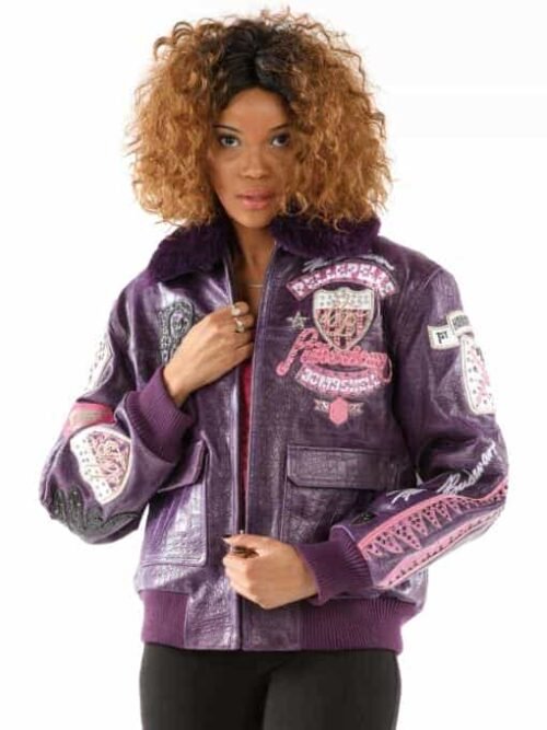 Pelle Pelle Fur American Bombshell Purple Leather Jacket