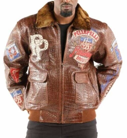 Pelle Pelle Fur American Bruiser Brown Leather Jacket
