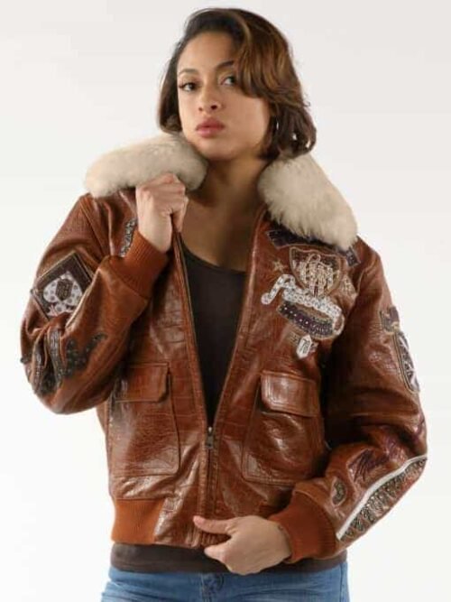 Pelle Pelle Fur American Bombshell Brown Leather Jacket