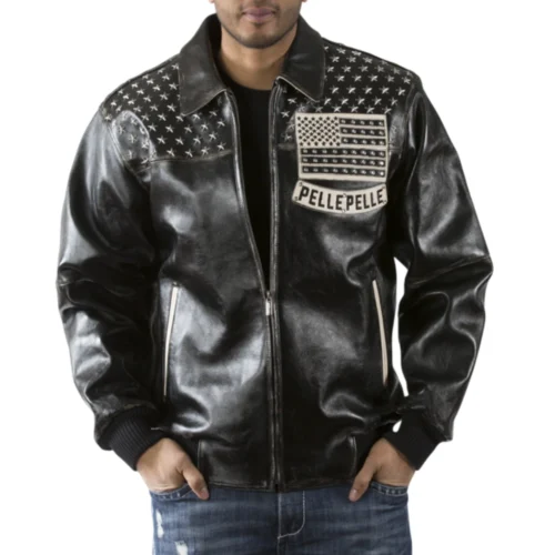 Pelle Pelle Men's Genuine Black Americana Leather Jacket