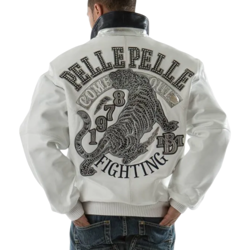 Alternative view of Pelle Pelle White Come Out Fighting Leather Jacket