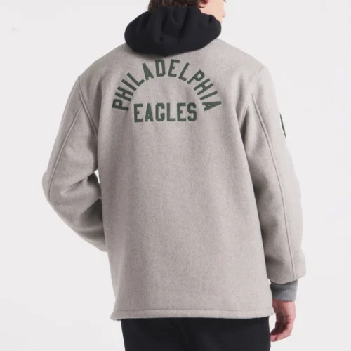Alternative view of Philadelphia Eagles Cashmere Coaches Full-Snap Varsity Jacket