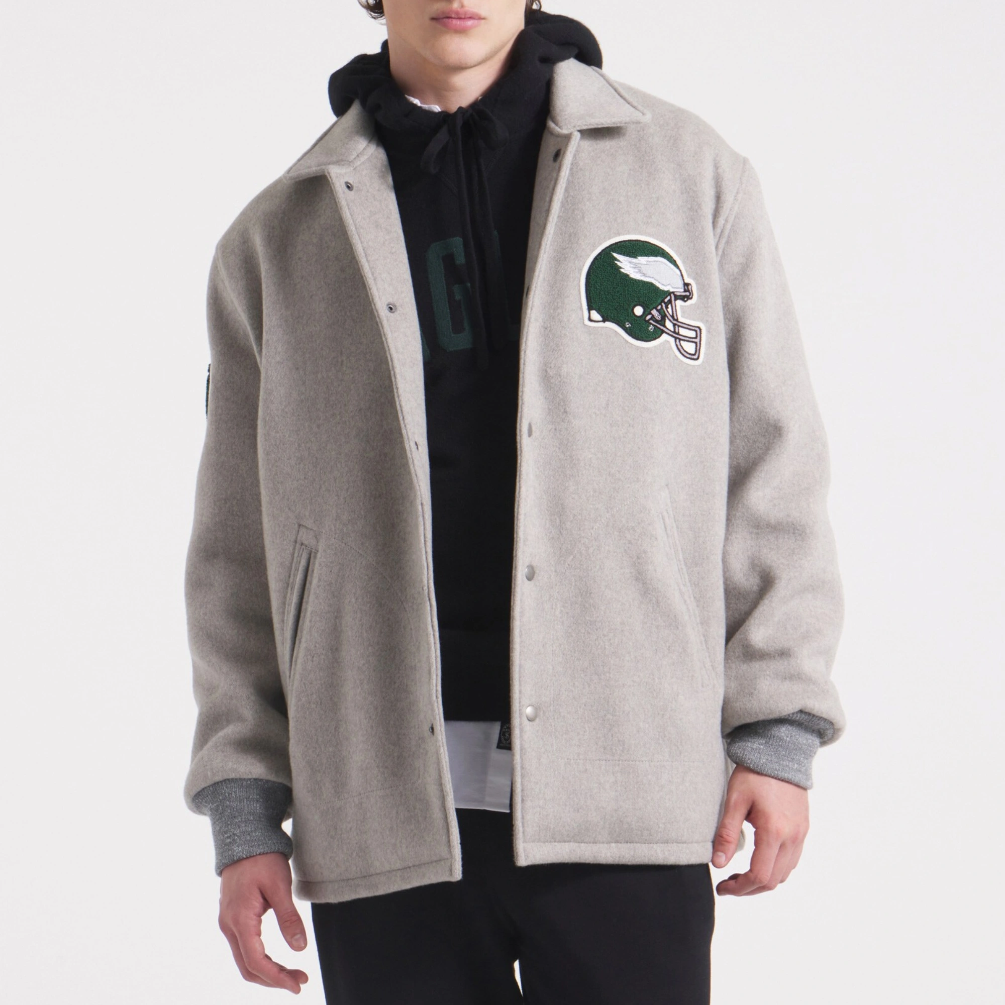 Philadelphia Eagles Cashmere Coaches Full-Snap Varsity Jacket