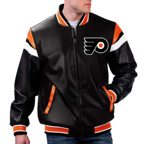 Philadelphia Eagles Black Full-Zip Leather Varsity Jacket