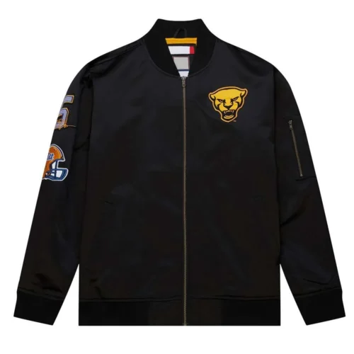 Pittsburgh Panthers Louis Riddick Black Satin Varsity Jacket