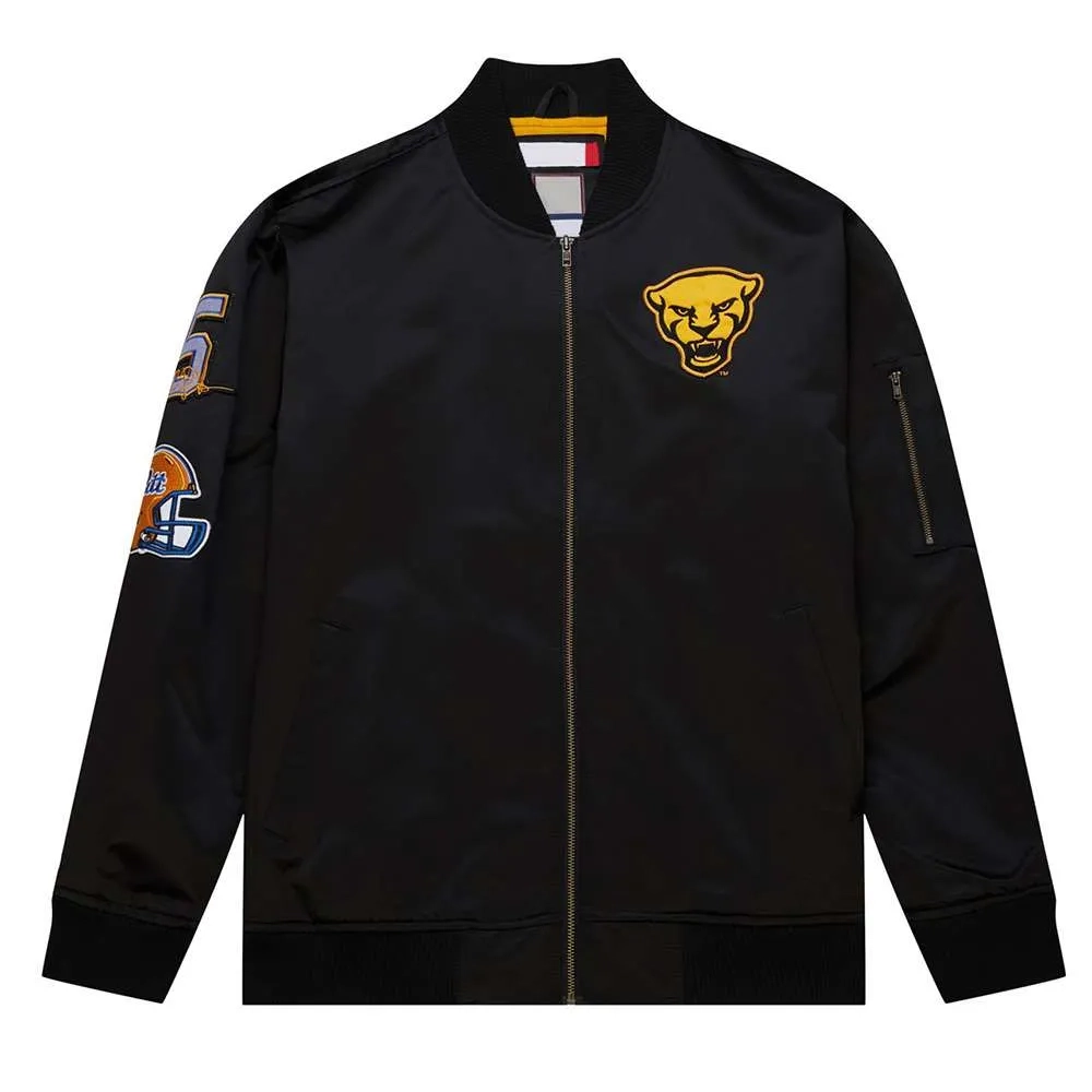 Pittsburgh Panthers Louis Riddick Black Satin Varsity Jacket