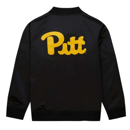 Alternative view of Pittsburgh Panthers Louis Riddick Black Satin Varsity Jacket