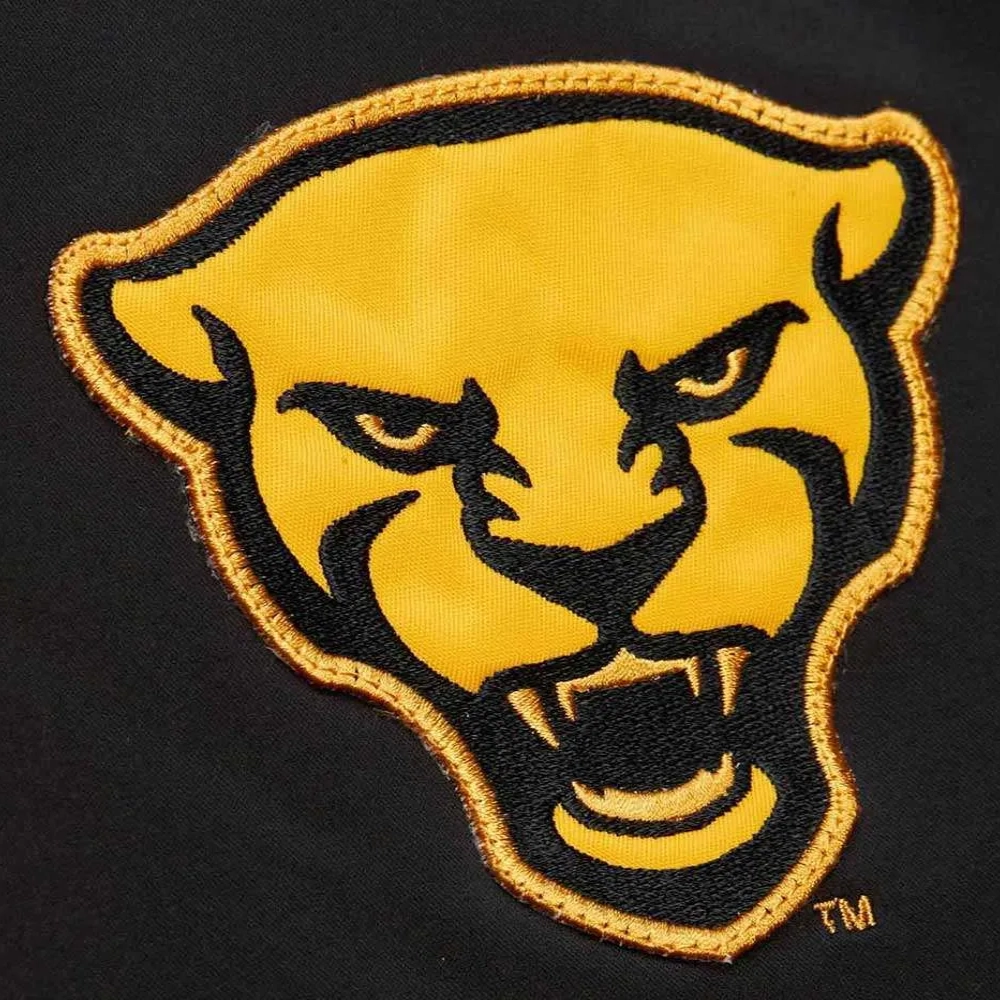 Pittsburgh Panthers Louis Riddick Black Satin Varsity Jacket - Image 3