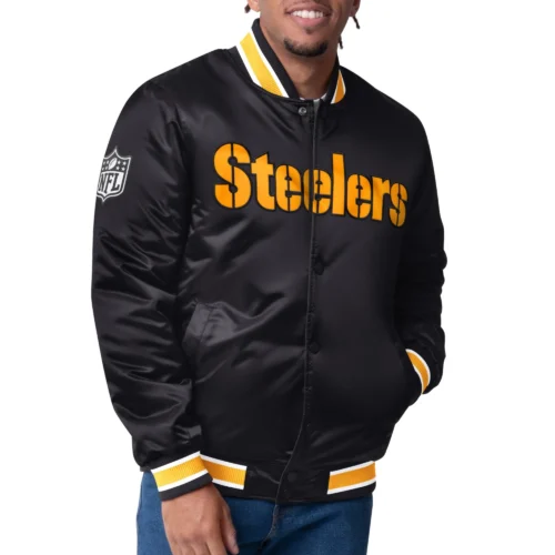 Pittsburgh Steelers Closer Black Satin Varsity Jacket