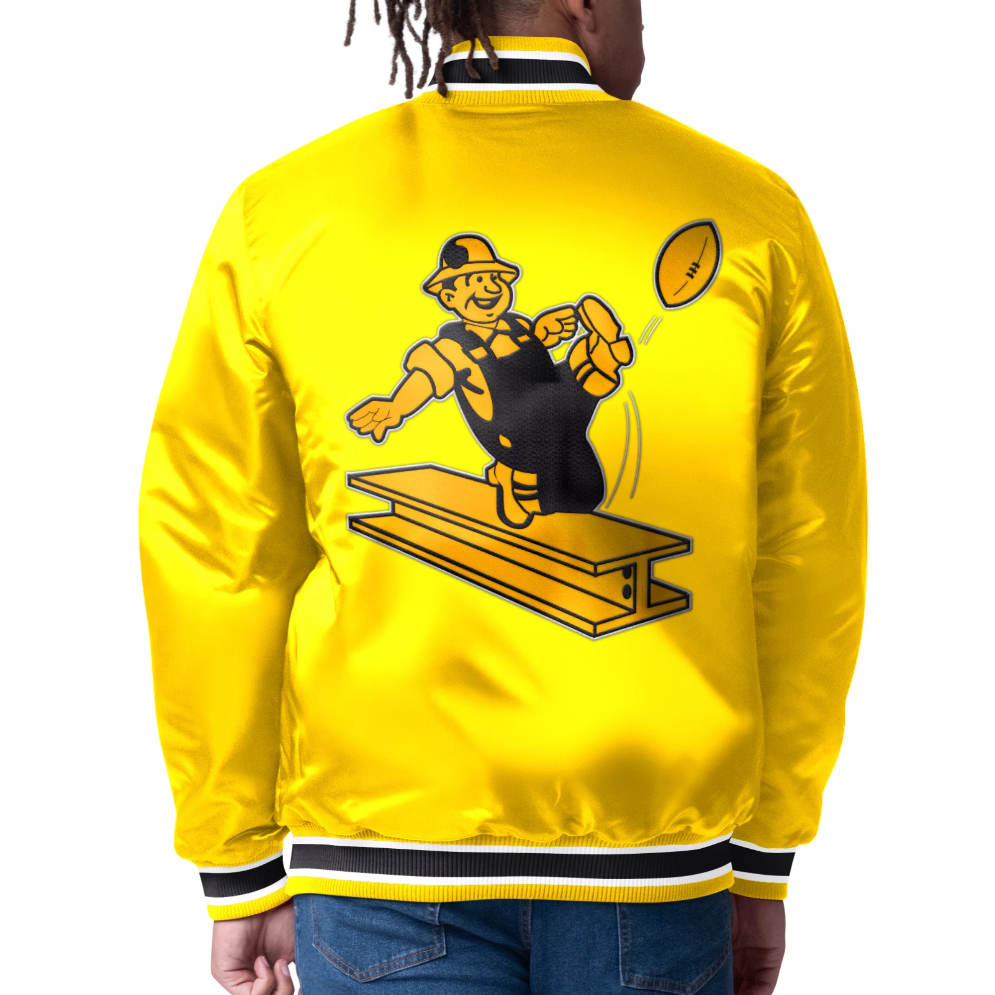 Pittsburgh Steelers Closer Yellow Satin Varsity Jacket - Image 2