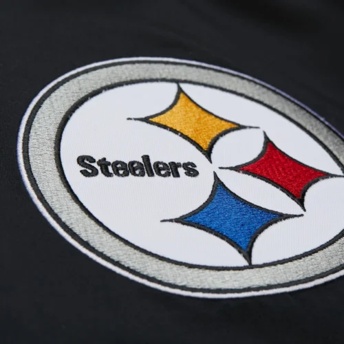 Pittsburgh Steelers Double Down Black Satin Varsity Jacket - Image 3