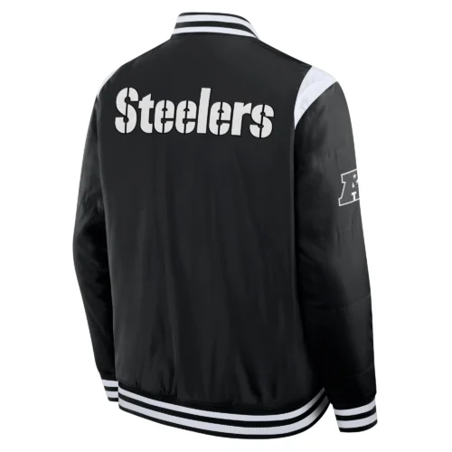 Alternative view of Pittsburgh Steelers Elements Elite Black Full-Snap Satin Varsity Jacket