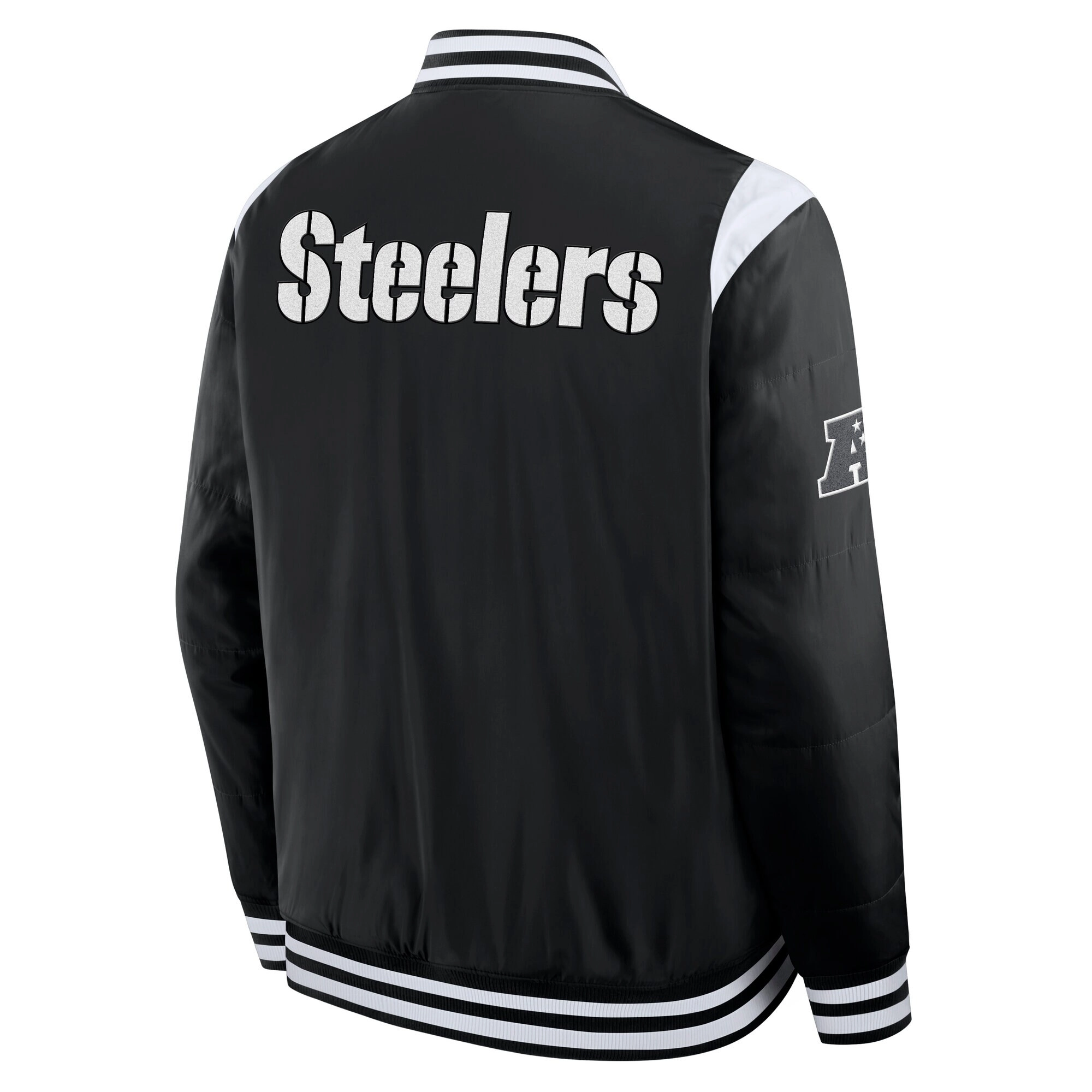 Pittsburgh Steelers Elements Elite Black Full-Snap Satin Varsity Jacket - Image 2
