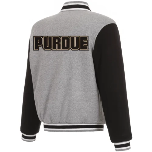 Alternative view of Purdue Boilermakers Two Tone Full Wool Gray/Black Varsity Jacket