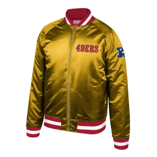 San Francisco 49ers Heavyweight Full-Zip Gold Satin Varsity Jacket