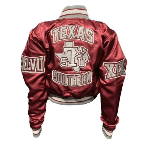 Alternative view of Women's Texas Southern Tigers Remix Burgundy Satin Varsity Jacket