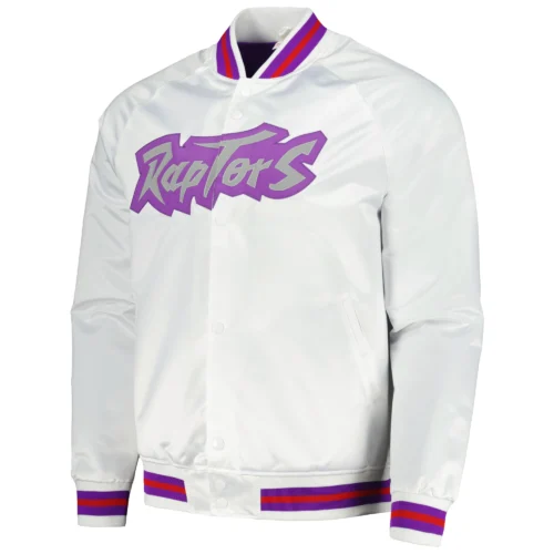 Toronto Raptors Classics Throwback Wordmark Raglan White Jacket