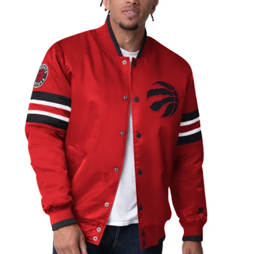 Toronto Raptors Scout Black Satin Varsity Jacket