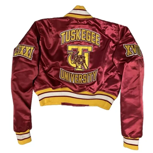 Alternative view of Women's Tuskegee Golden Tigers Remix Burgundy Satin Varsity Jacket