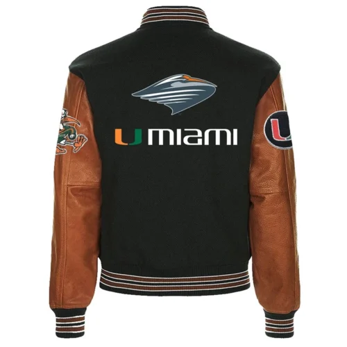 Alternative view of Miami Hurricanes Colosseum Letterman Wool & Leather Varsity Jacket