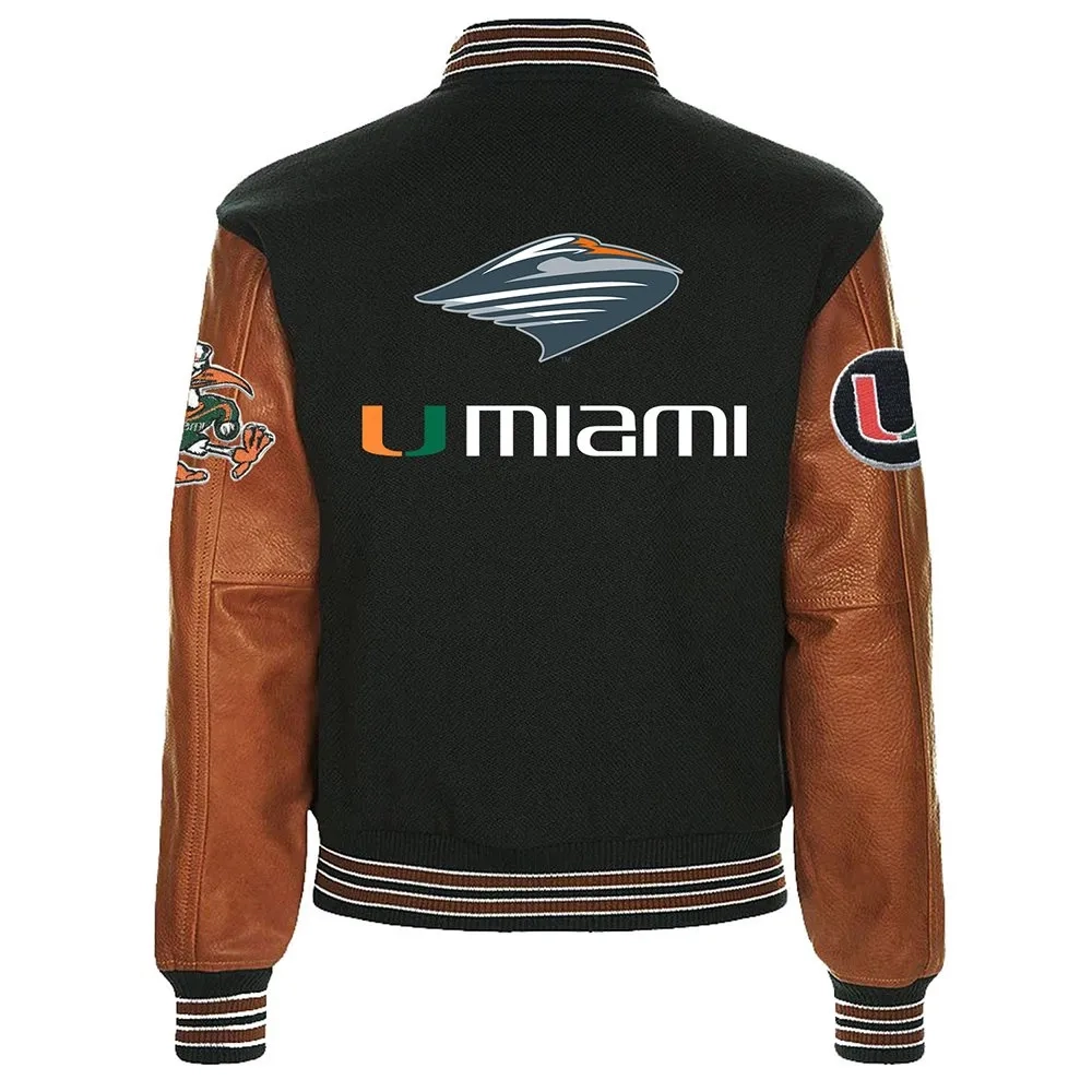 Miami Hurricanes Colosseum Letterman Wool & Leather Varsity Jacket - Image 2