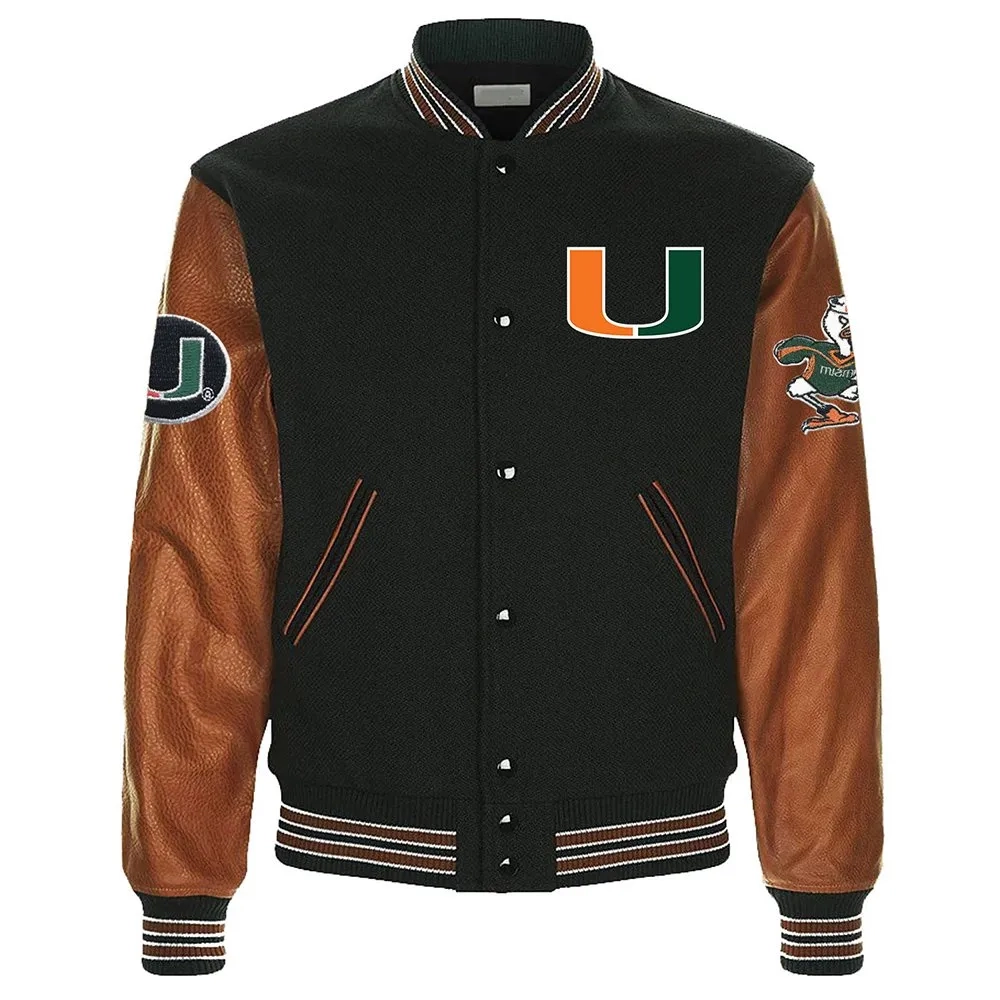 Miami Hurricanes Colosseum Letterman Wool & Leather Varsity Jacket