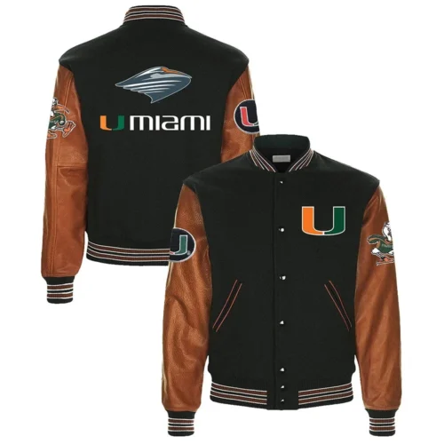 Miami Hurricanes Colosseum Letterman Wool & Leather Varsity Jacket - Image 3