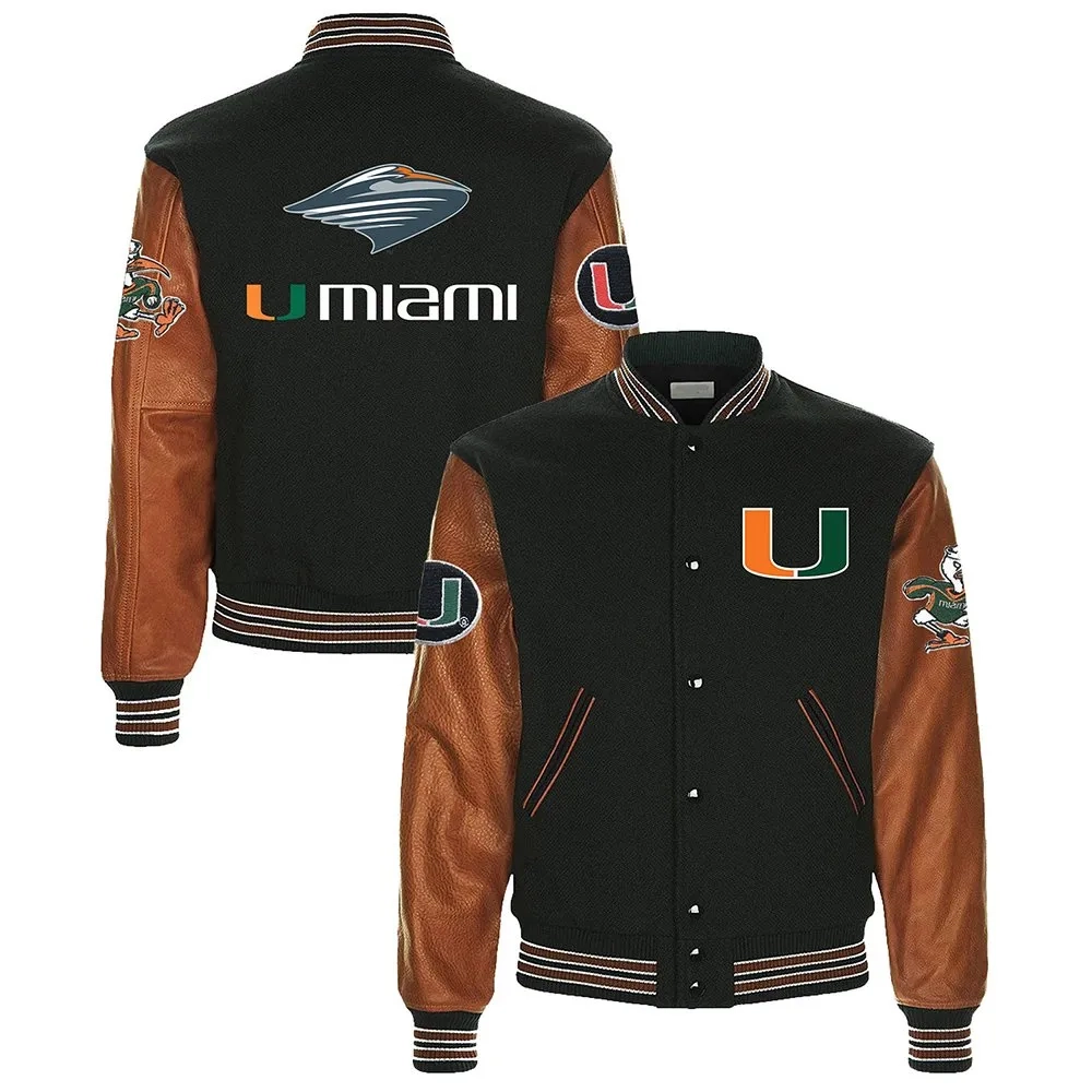 Miami Hurricanes Colosseum Letterman Wool & Leather Varsity Jacket - Image 3