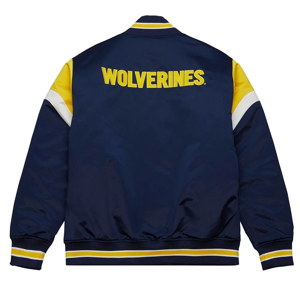 Michigan Wolverines Cooperstown Heavyweight Full-Snap Navy Satin Varsity Jacket - Image 2