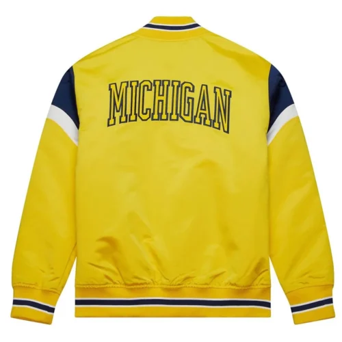 Alternative view of Michigan Wolverines Cooperstown Heavyweight Full-Snap Yellow Satin Varsity Jacket