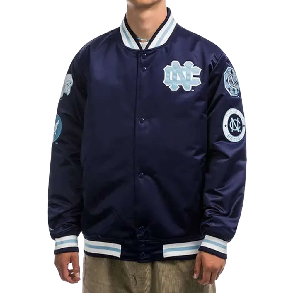 North Carolina Tar Heels Champ City Blue Satin Varsity Jacket