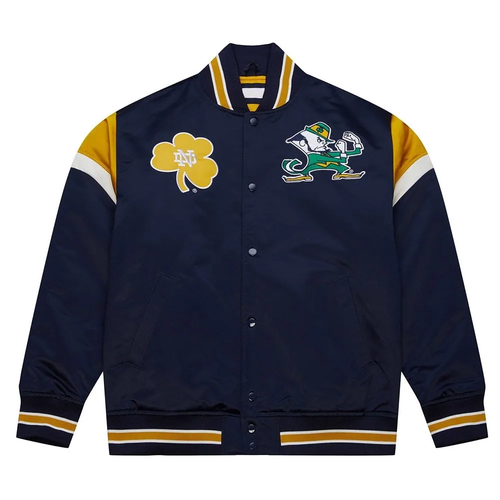 Notre Dame Fighting Irish Cooperstown Heavyweight Full-Snap Navy Satin Varsity Jacket