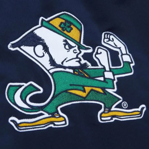 Notre Dame Fighting Irish Cooperstown Heavyweight Full-Snap Navy Satin Varsity Jacket - Image 3