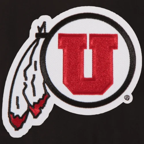 Utah Utes One Color Black Wool & Leather Varsity Jacket - Image 3