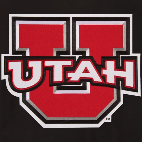 Utah Utes One Color Black Wool & Leather Varsity Jacket - Image 4